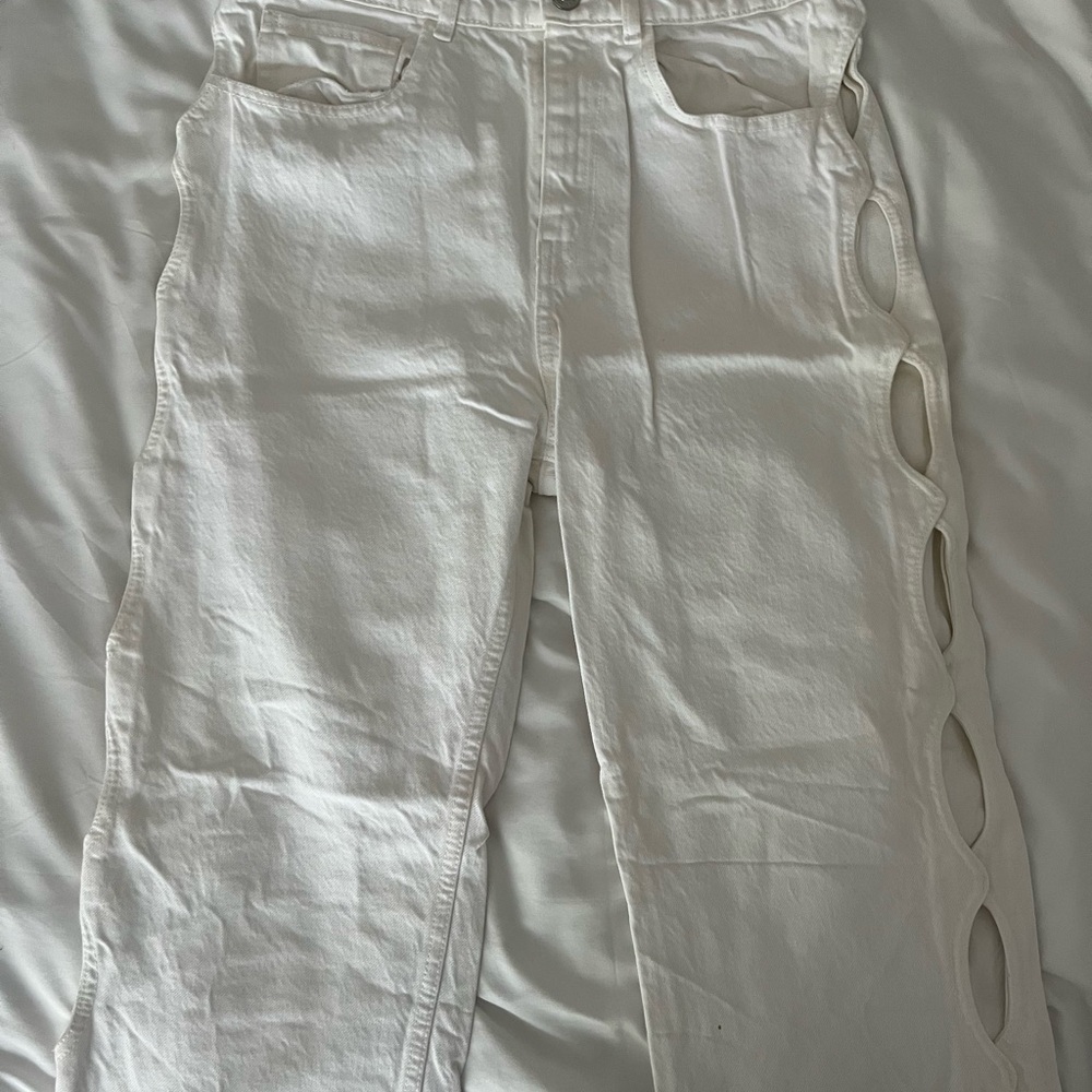 Zara White Women's Jeans with Side Cutouts